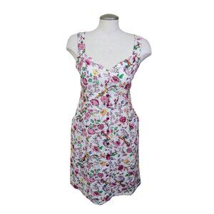 En Kay By Navleen Dress Floral Med Ivory Multicolor Y2K Babydoll Linen Blend